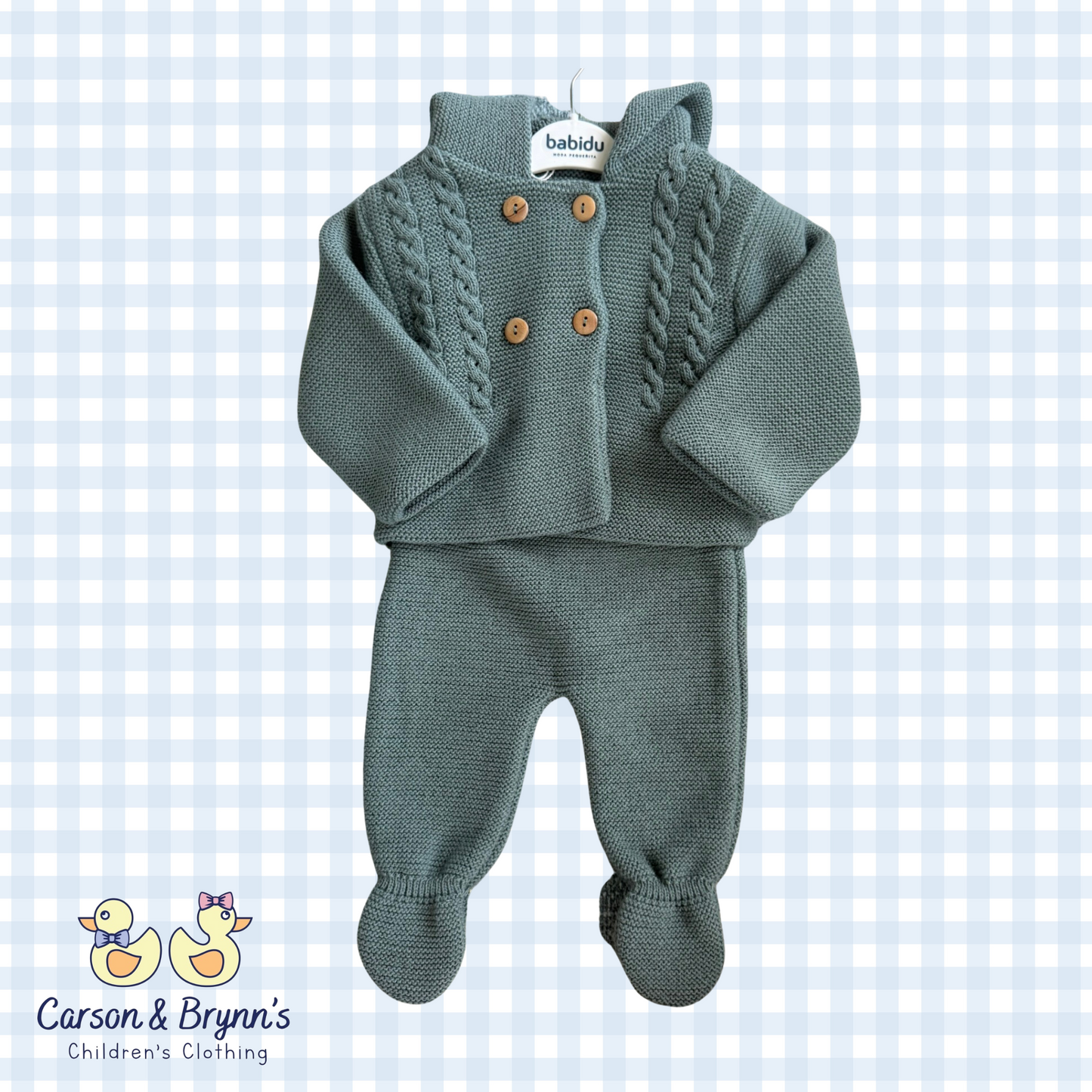 Babidu Hooded Sweater and Pants Set- Green