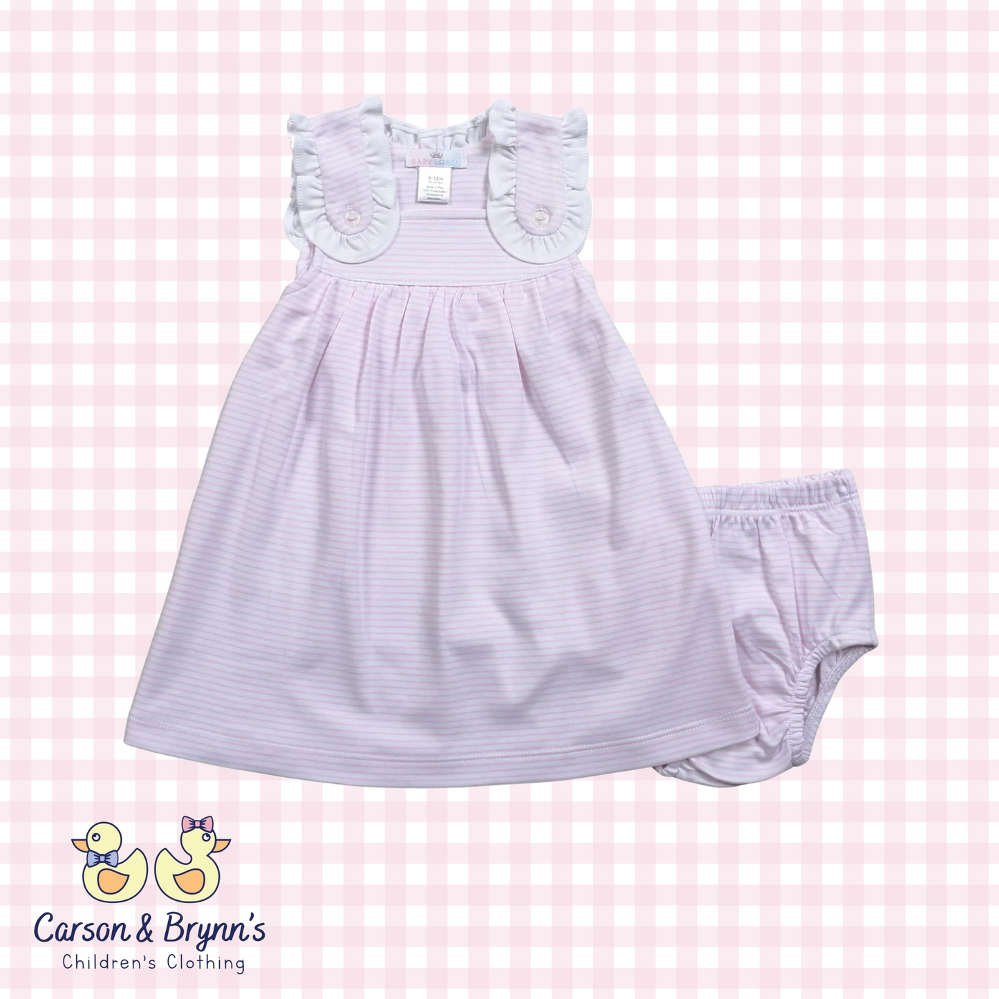 Baby Loren Pink Stripe Dress and Bloomers