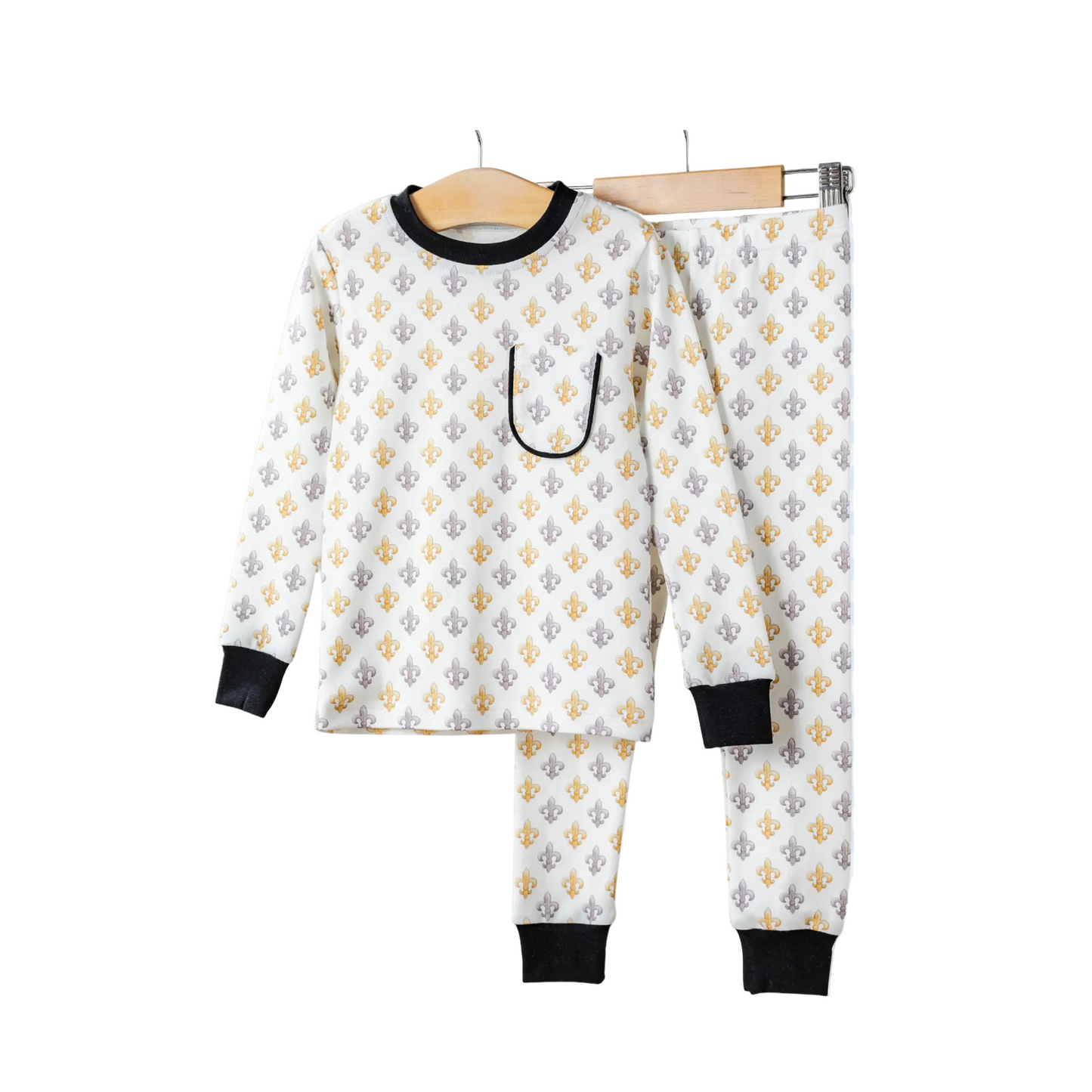 Black & Gold Fleur De Lis Organic Cotton Pajama