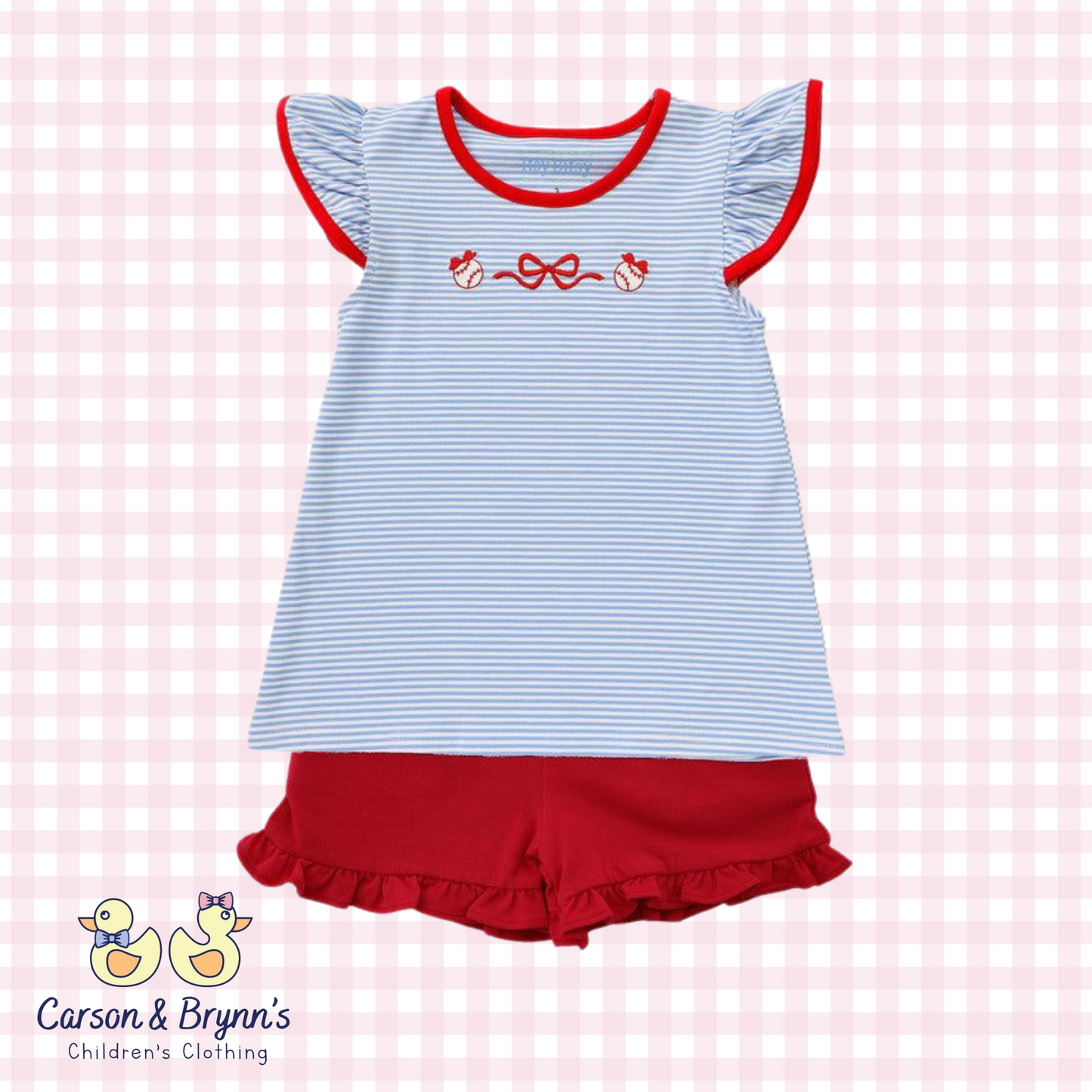 Itsy Bitsy Baseball Flutter Sleeve Short Set