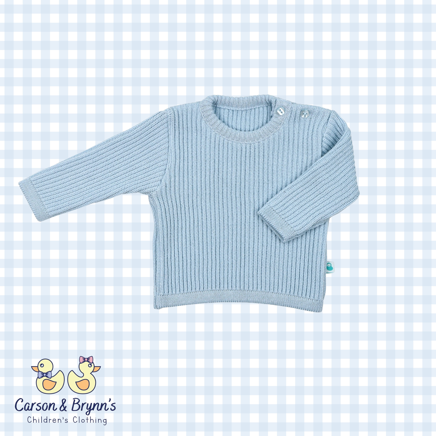 Cotton Knit Ribbed Sweater- Blue