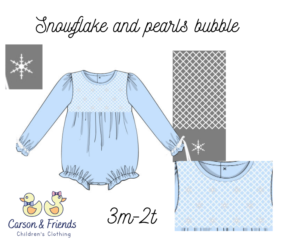 PRESALE ETA OCTOBER- Carson & Friends Snowflakes and Pearls Smocked Bubble