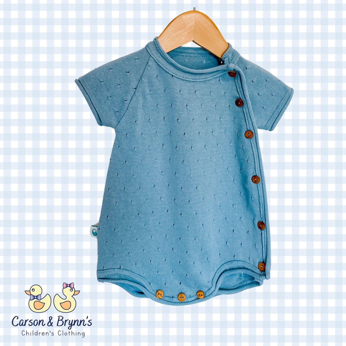 Short Sleeve Cotton Knit Bubble- English Blue