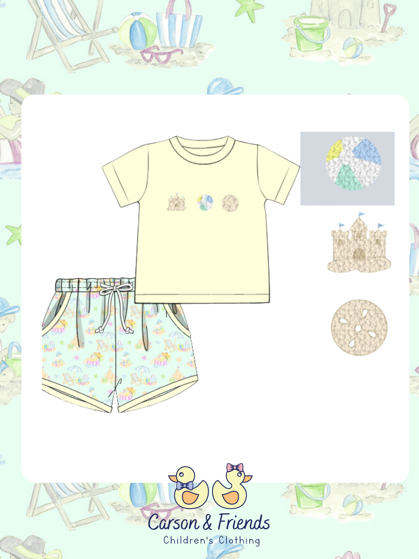 Carson and Friends Beach Days French Knot Short Set
