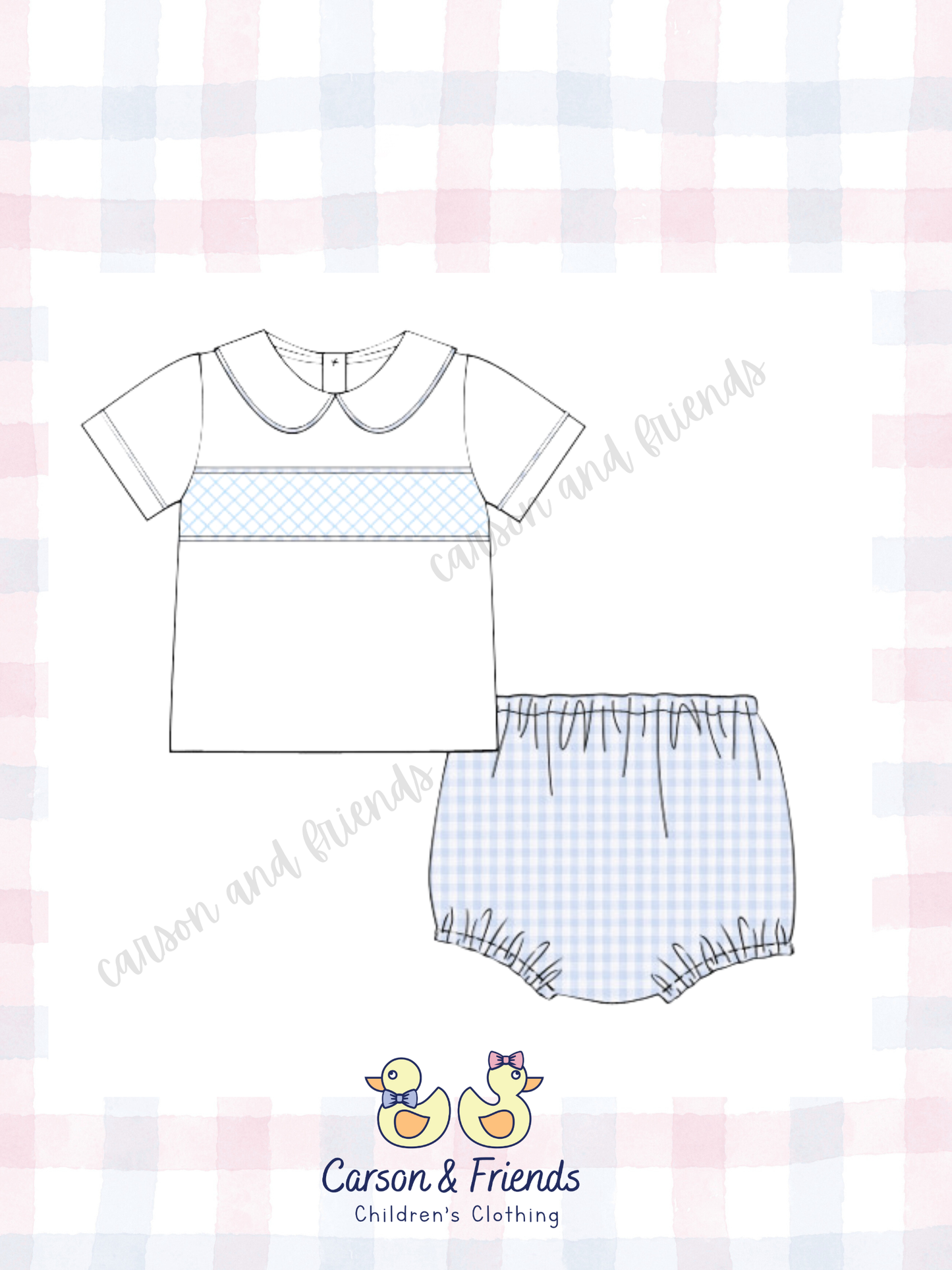 Presale ETA April- Boys Smocked Diaper Set
