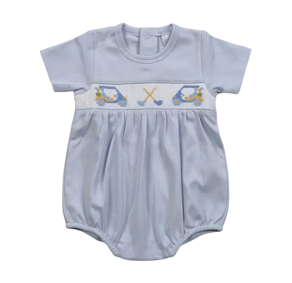 Baby Loren Golf Cart Smocked Bubble- Blue