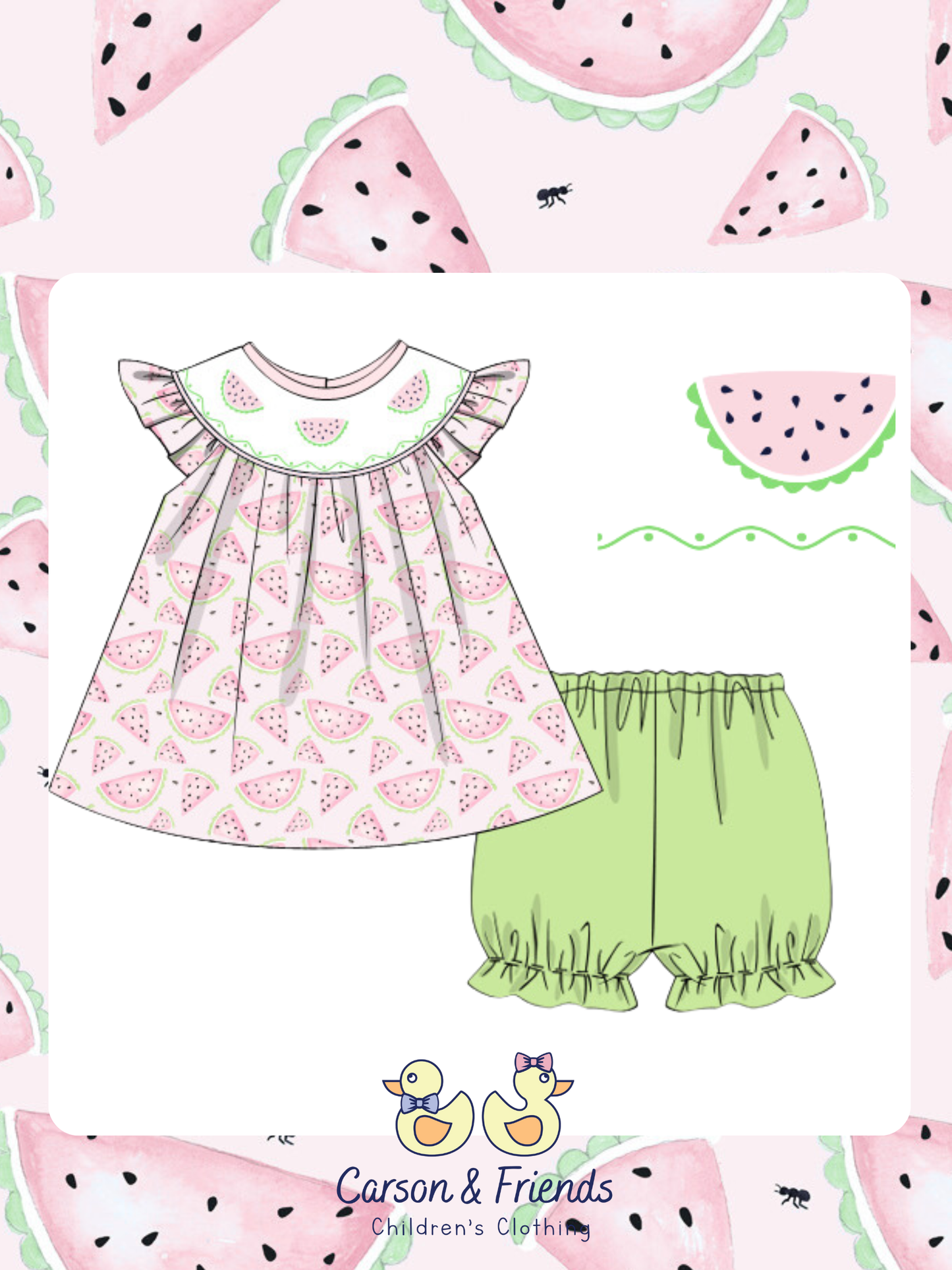 Carson and Friends Sweet Watermelons Bloomer Short Set