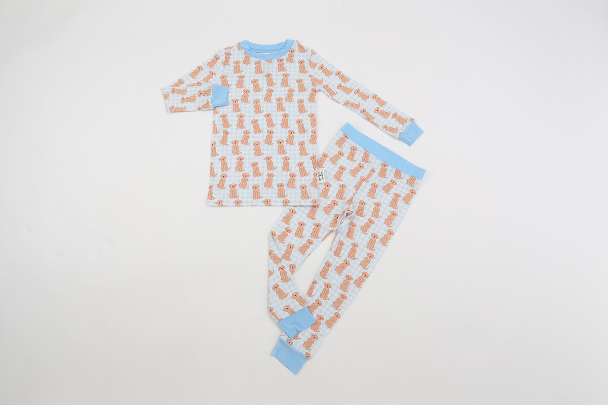 Carson and Friends Viscose Bamboo Two Piece Pajamas- Blue Goldendoodles