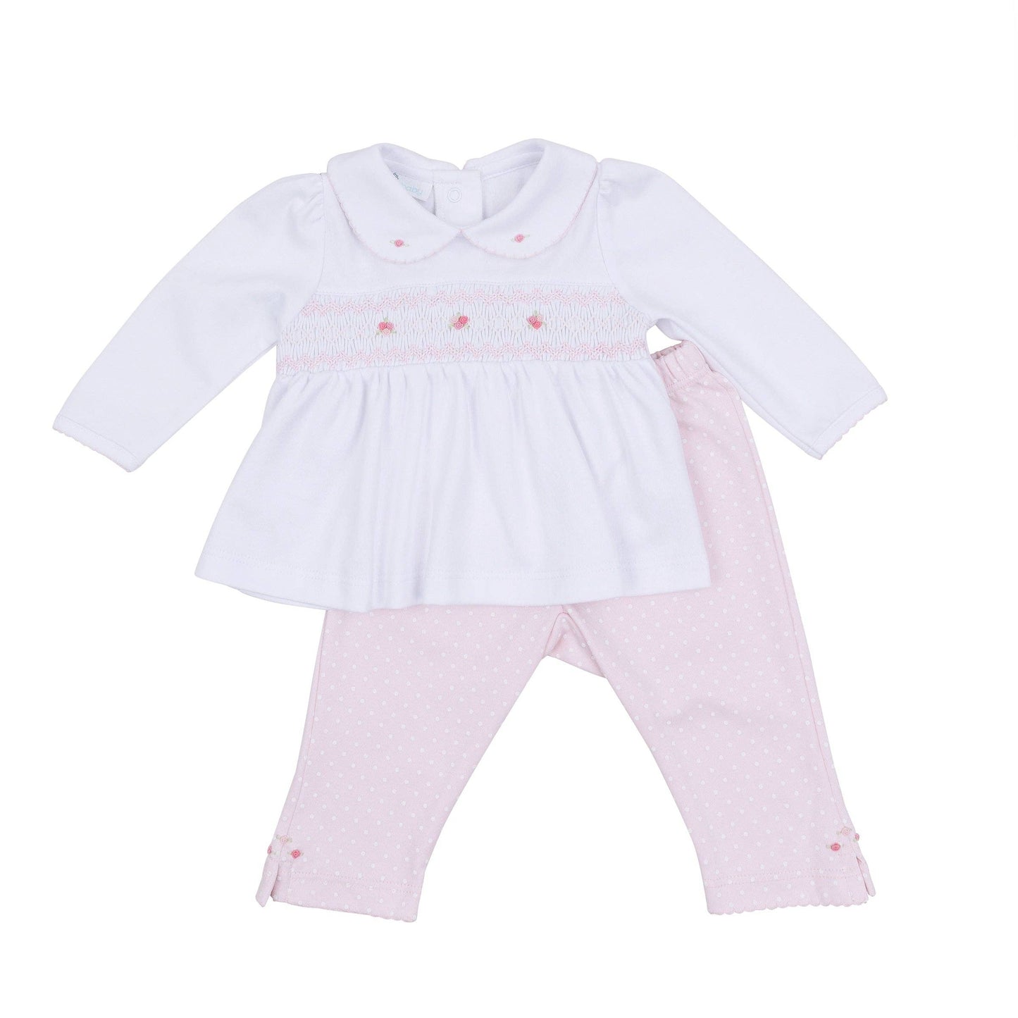 Magnolia Baby - Mia's Classics Smocked 2pc Pant Set - Pink