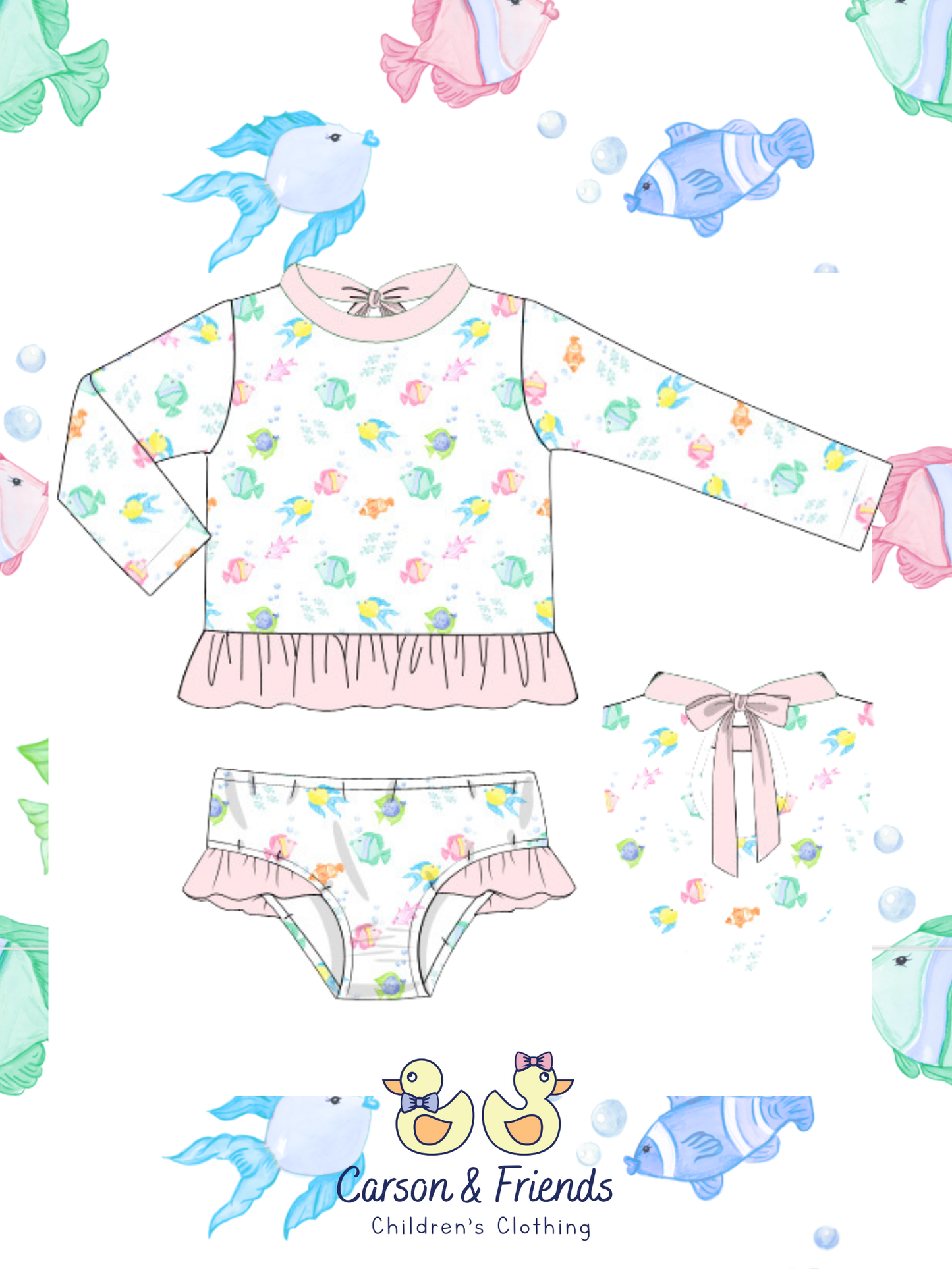 Carson and Friends Girls Fishy Two Piece Swim