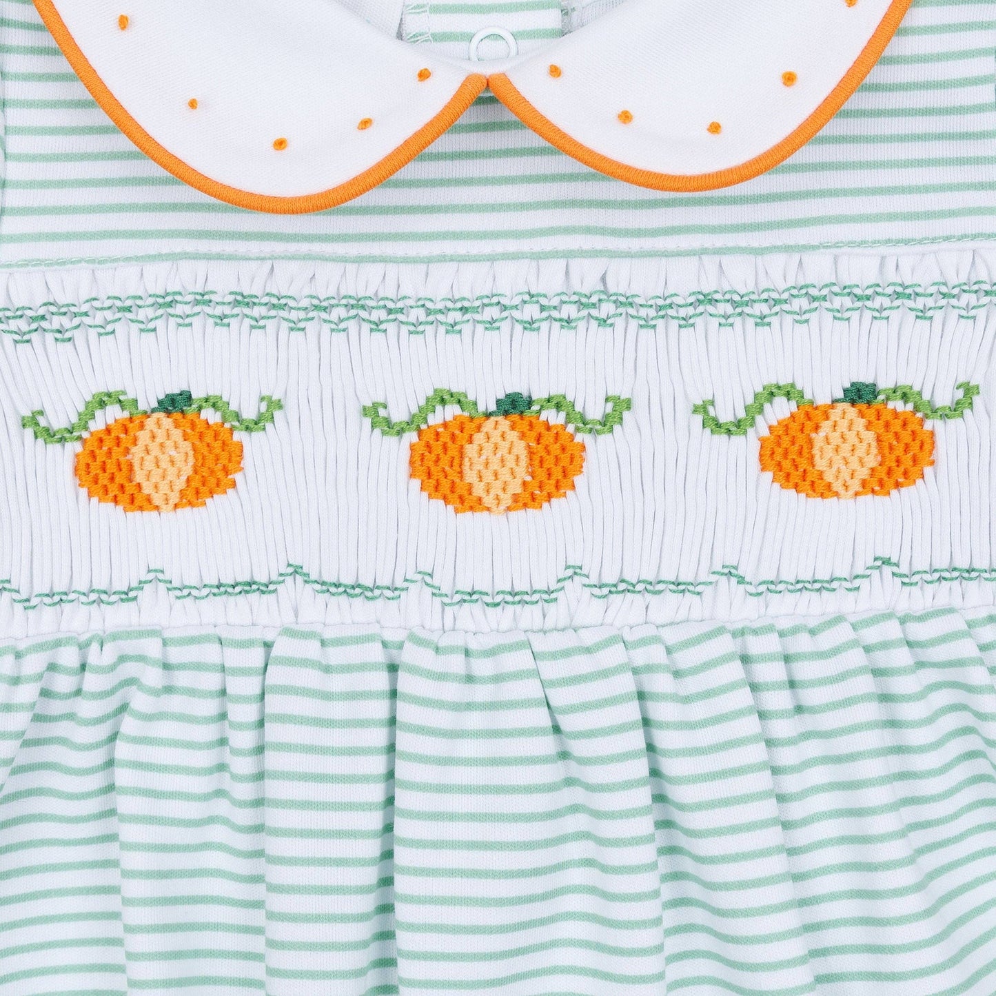 Magnolia Baby - Lil' Pumpkin Classics Smocked Short Sleeve Girl Bubble