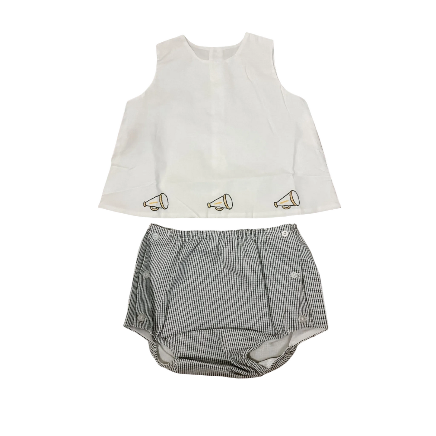 Southern Saturday Black and Gold Diaper Set- Cheer