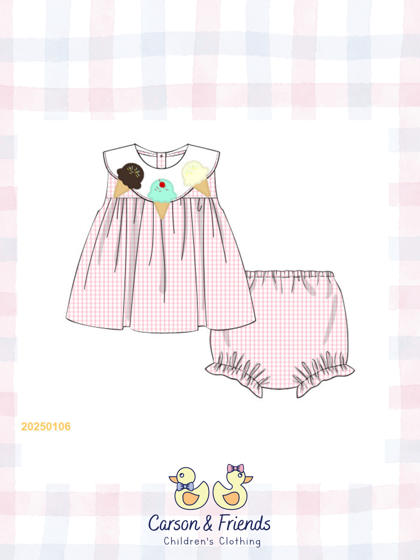 PRESALE Ice Creams Windowpane Diaper Set