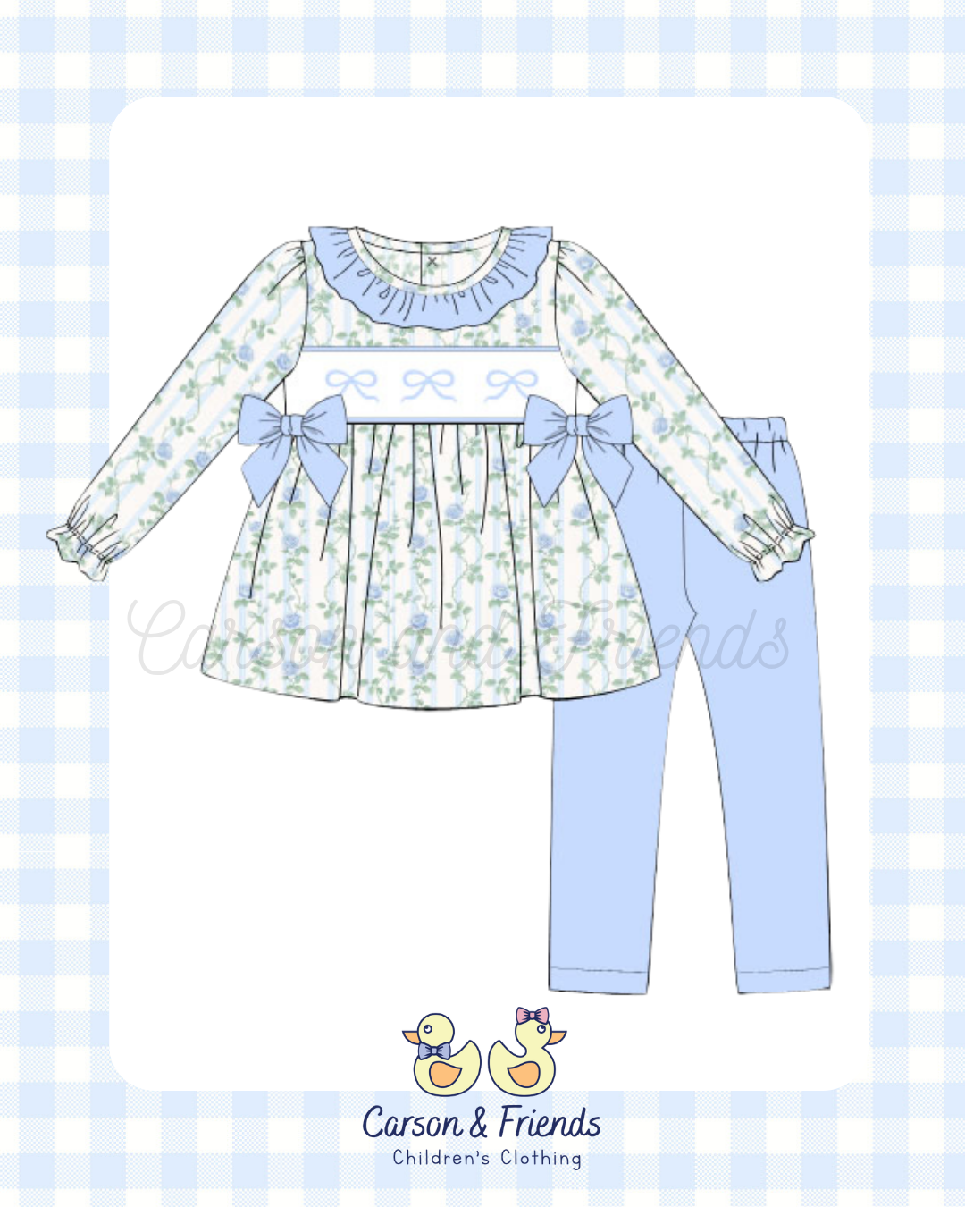 PRESALE ETA NOVEMBER- Carson and Friends Blue Floral Legging Set