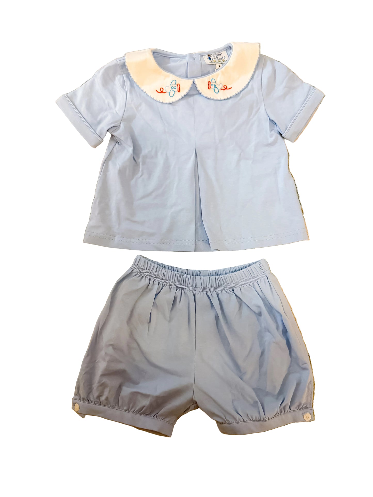 Carson and Friends Airplane Collared Banded Short Set