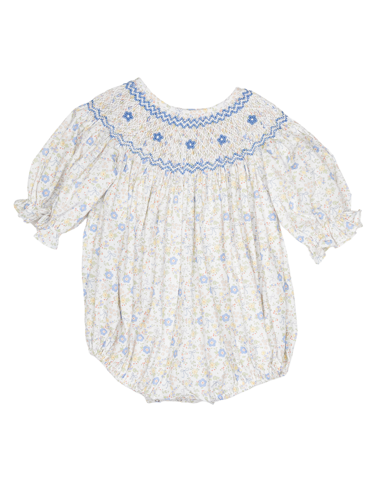 Sweet Dreams Ashley Blue and Yellow Smocked Bubble