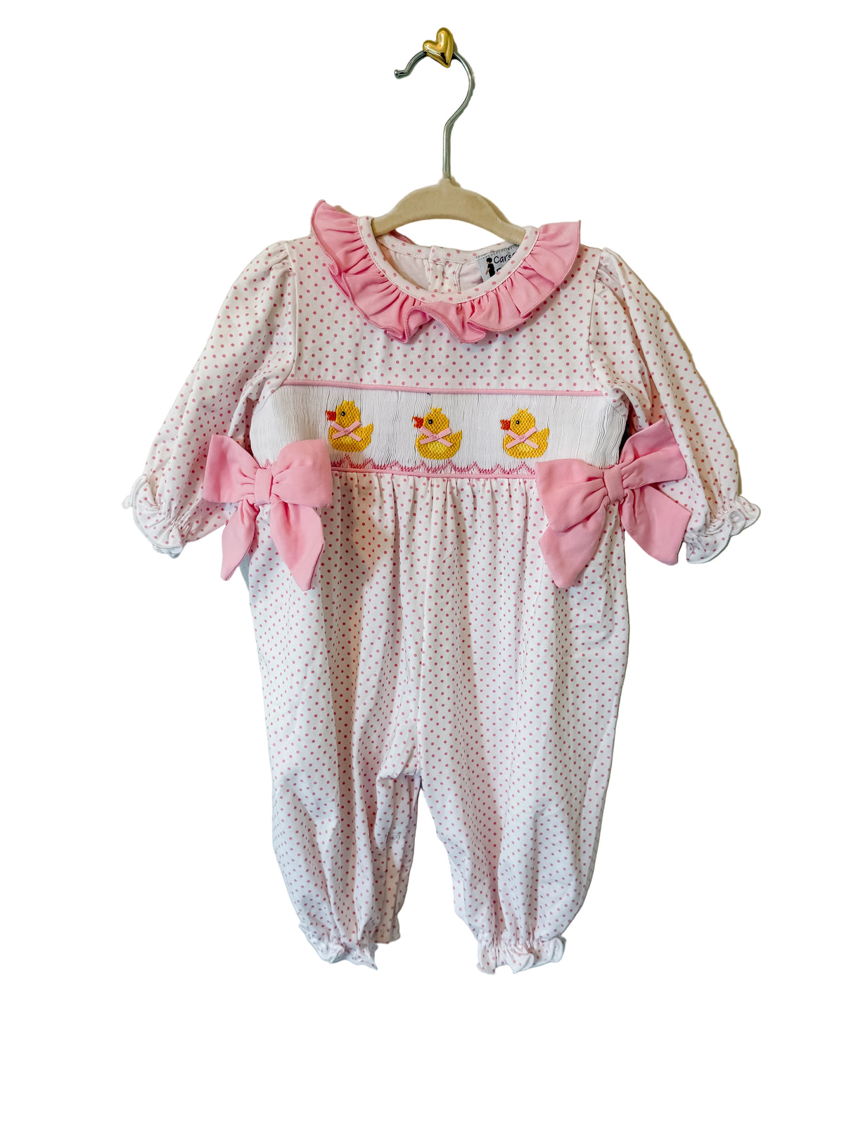 Carson and Friends Pink Duckies Smocked Romper