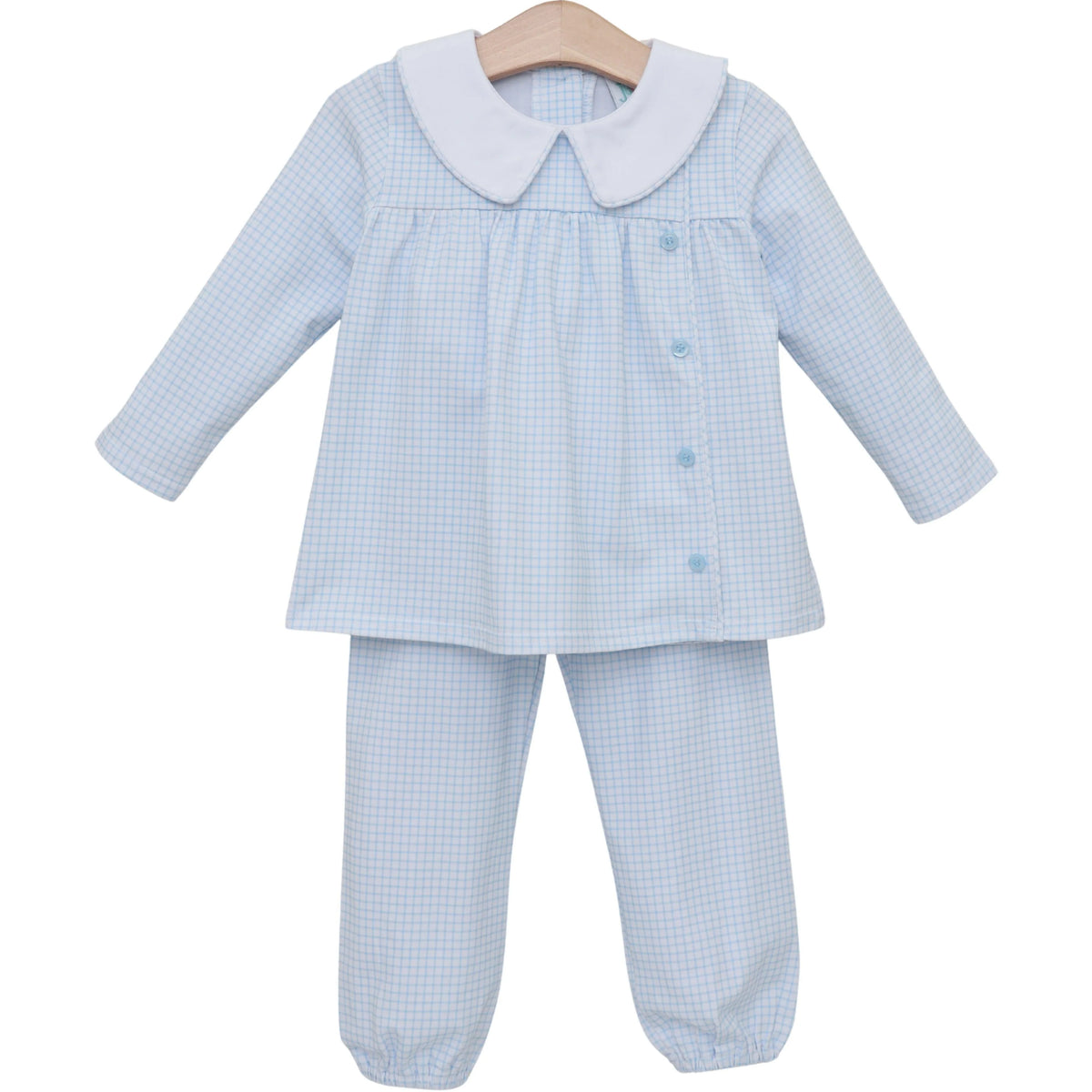 Jellybean Liam Bloomer Pants Set- Light Blue Windowpane