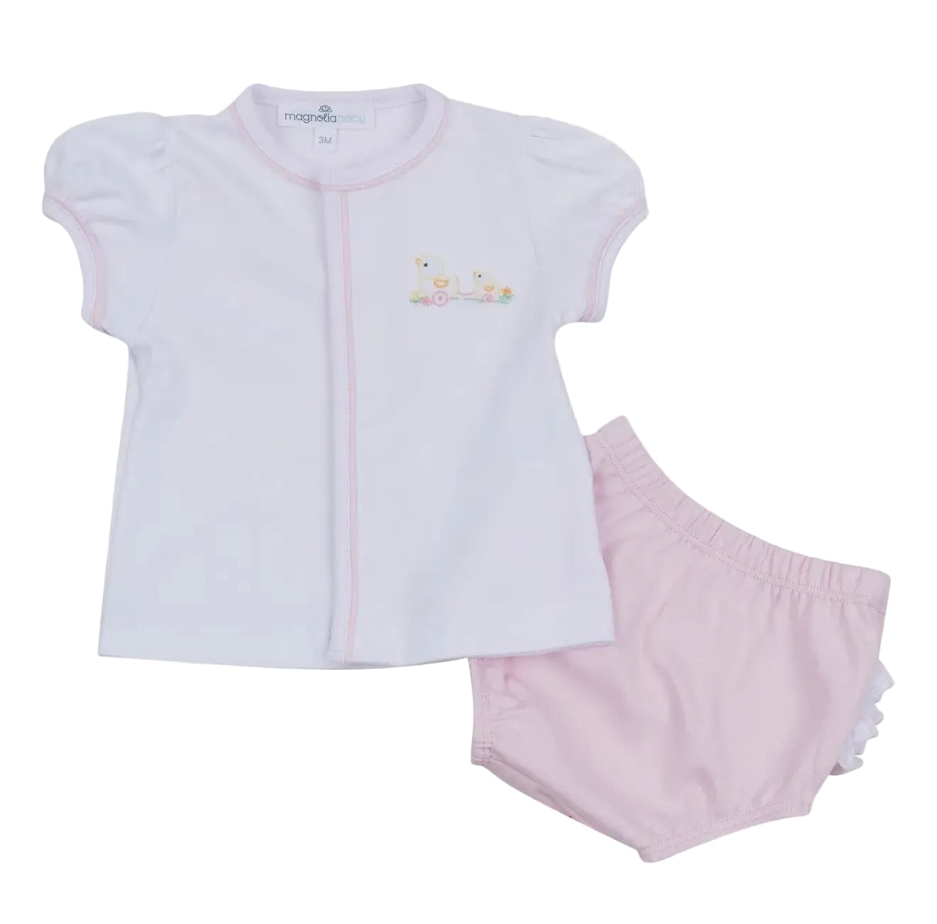Magnolia Baby Vintage Duckie Pulltoy Diaper Cover Set- Pink