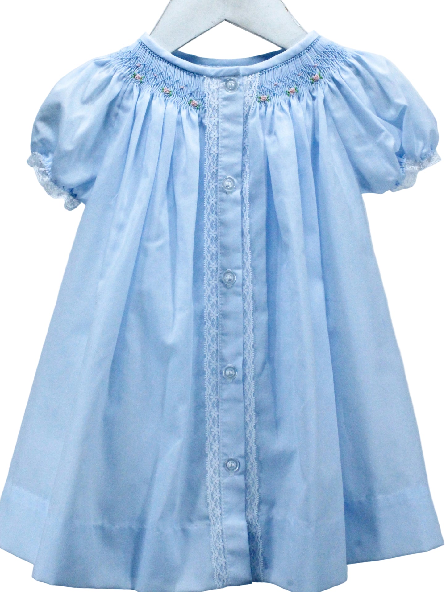 Baby Blessings Blue Geometric Flowers Sophia Dress