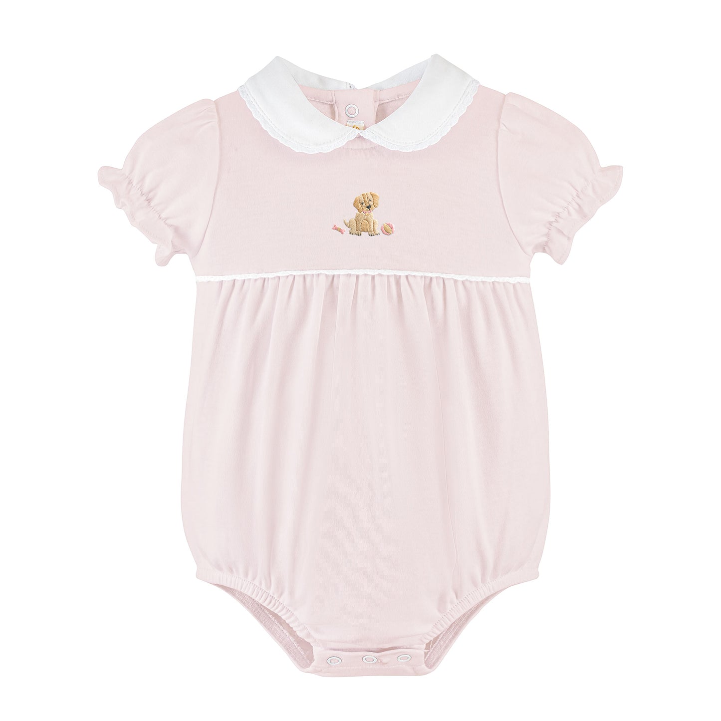 Baby Club Chic Embroidered Bubble- Good Puppy Pink