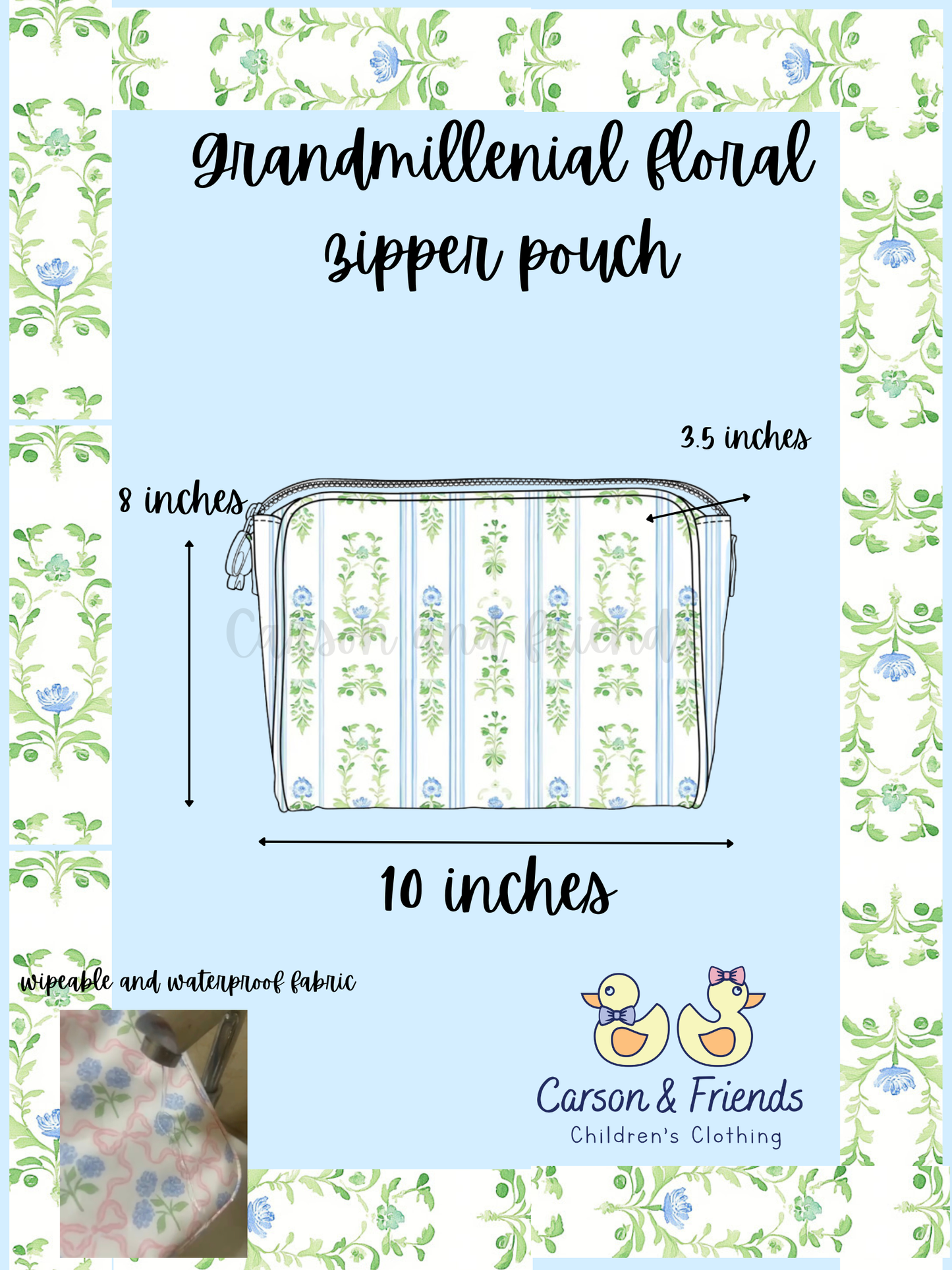PREORDER ETA JULY
Carson and Friends Zipper Pouch- Grandmillenial Floral