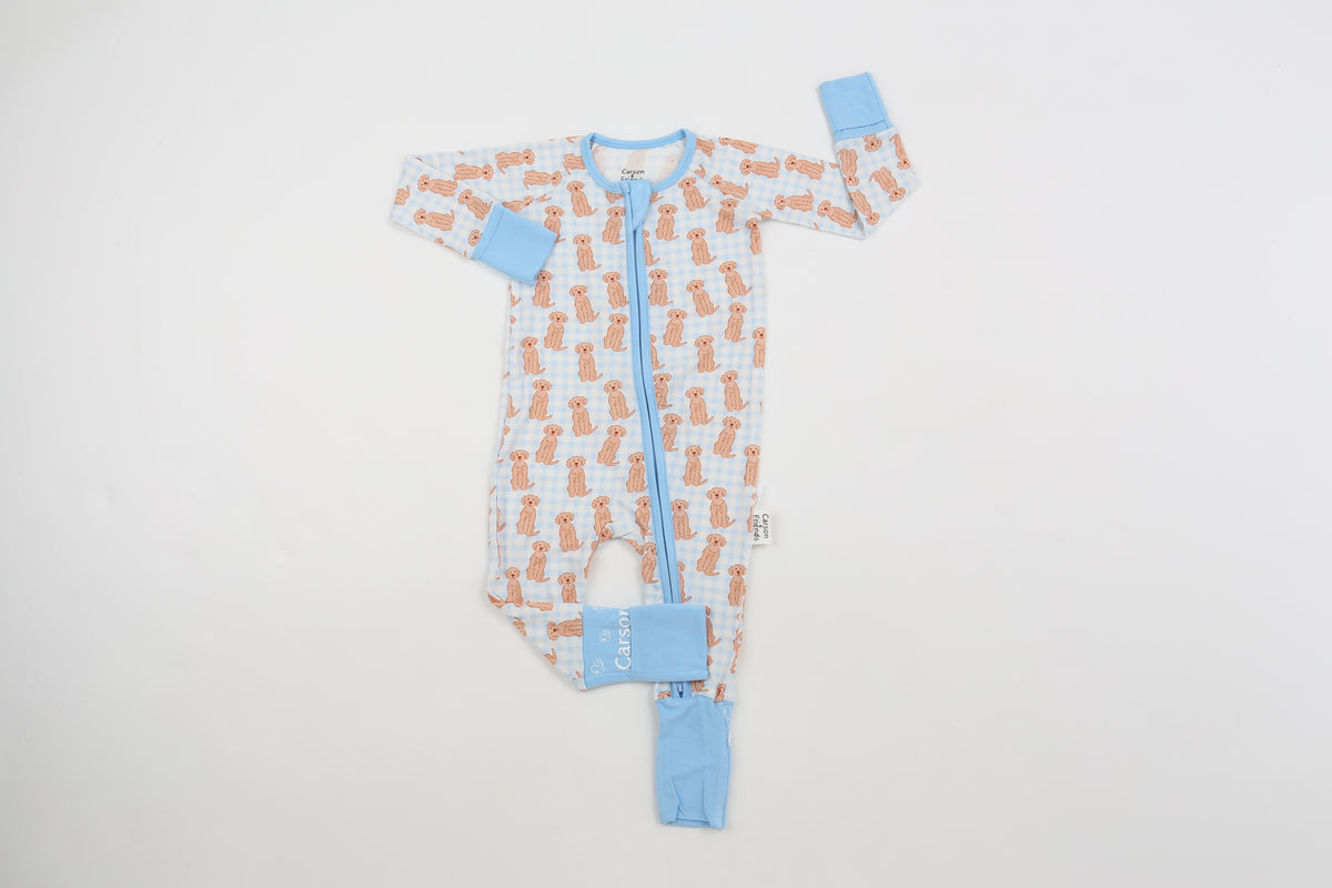 Carson and Friends Viscose Bamboo Zippy Pajamas- Blue Goldendoodles