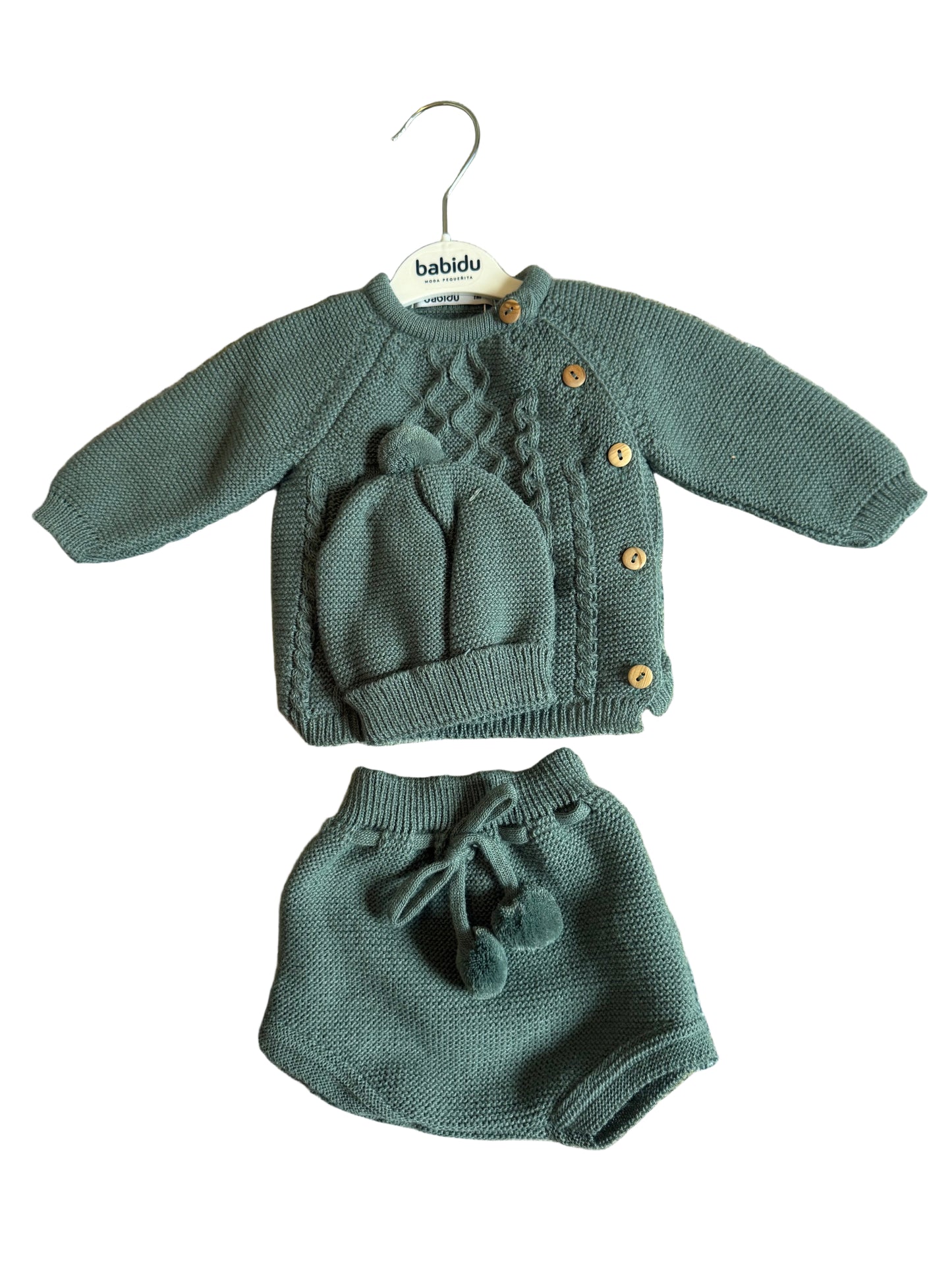 Babidu Green Sweater Set and Hat