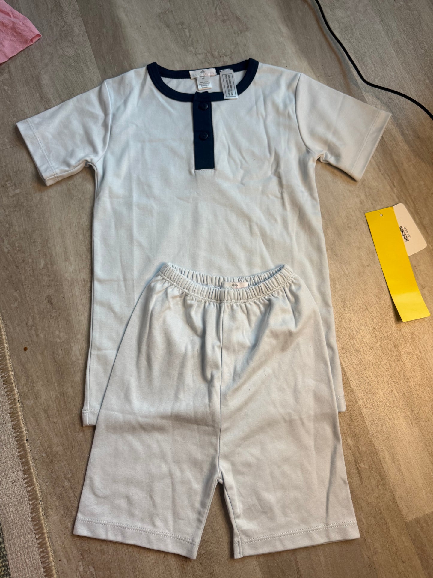 Baby Bliss Blue with Navy Trim Pima Pajamas