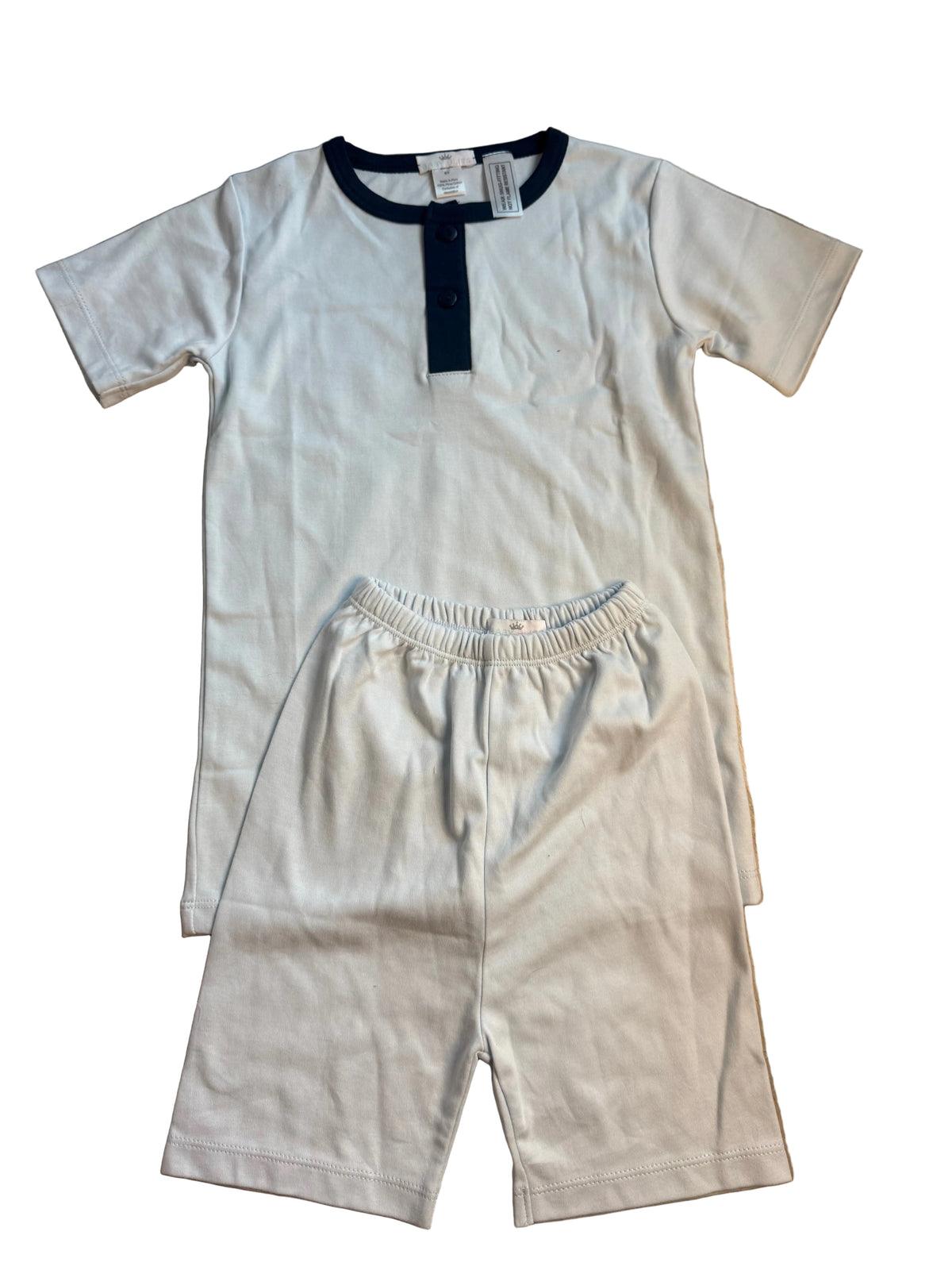 Baby Bliss Blue with Navy Trim Pima Pajamas