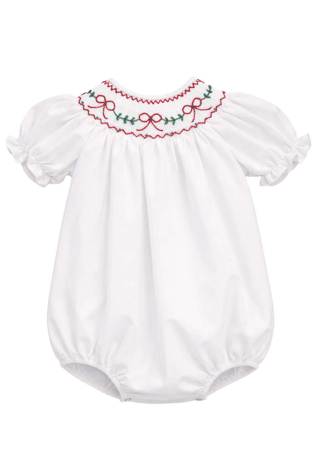 Sweet Dreams Red Bows and Garland Smocked Bubble
