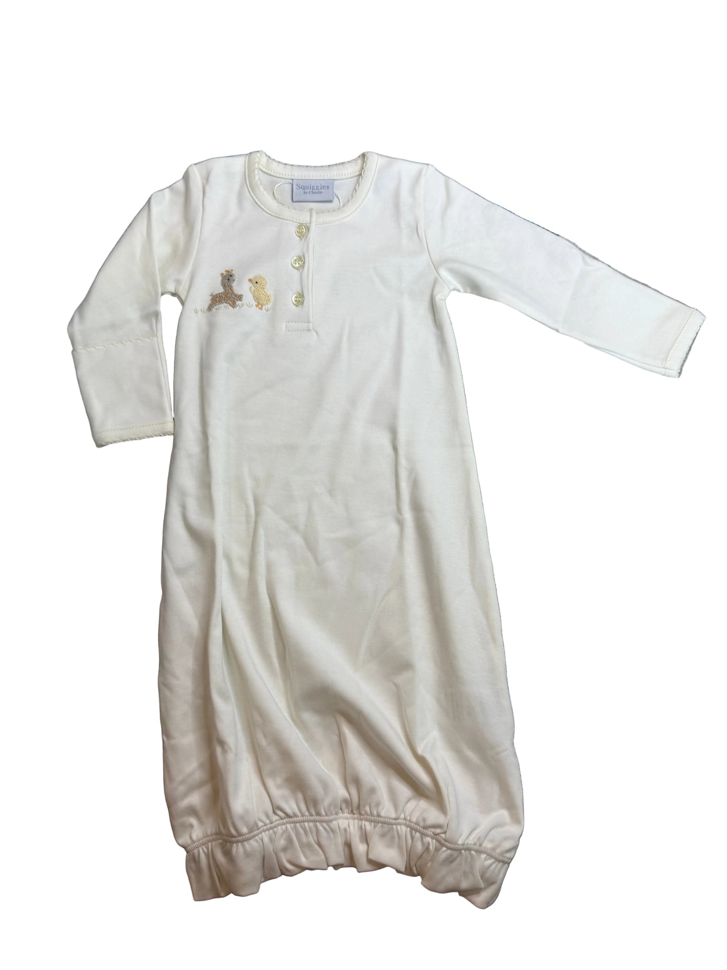 Squiggles Gown with Giraffe and Duck