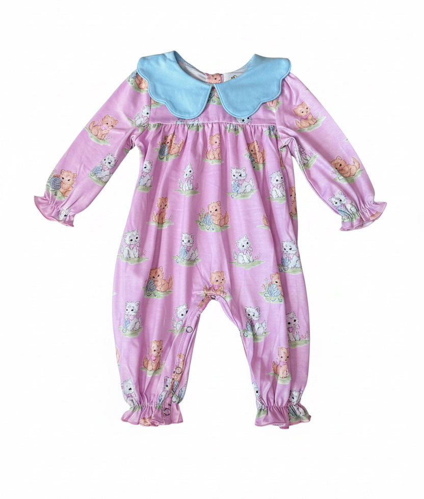 Carson and Friends Sweet Kittens Long Sleeve Romper