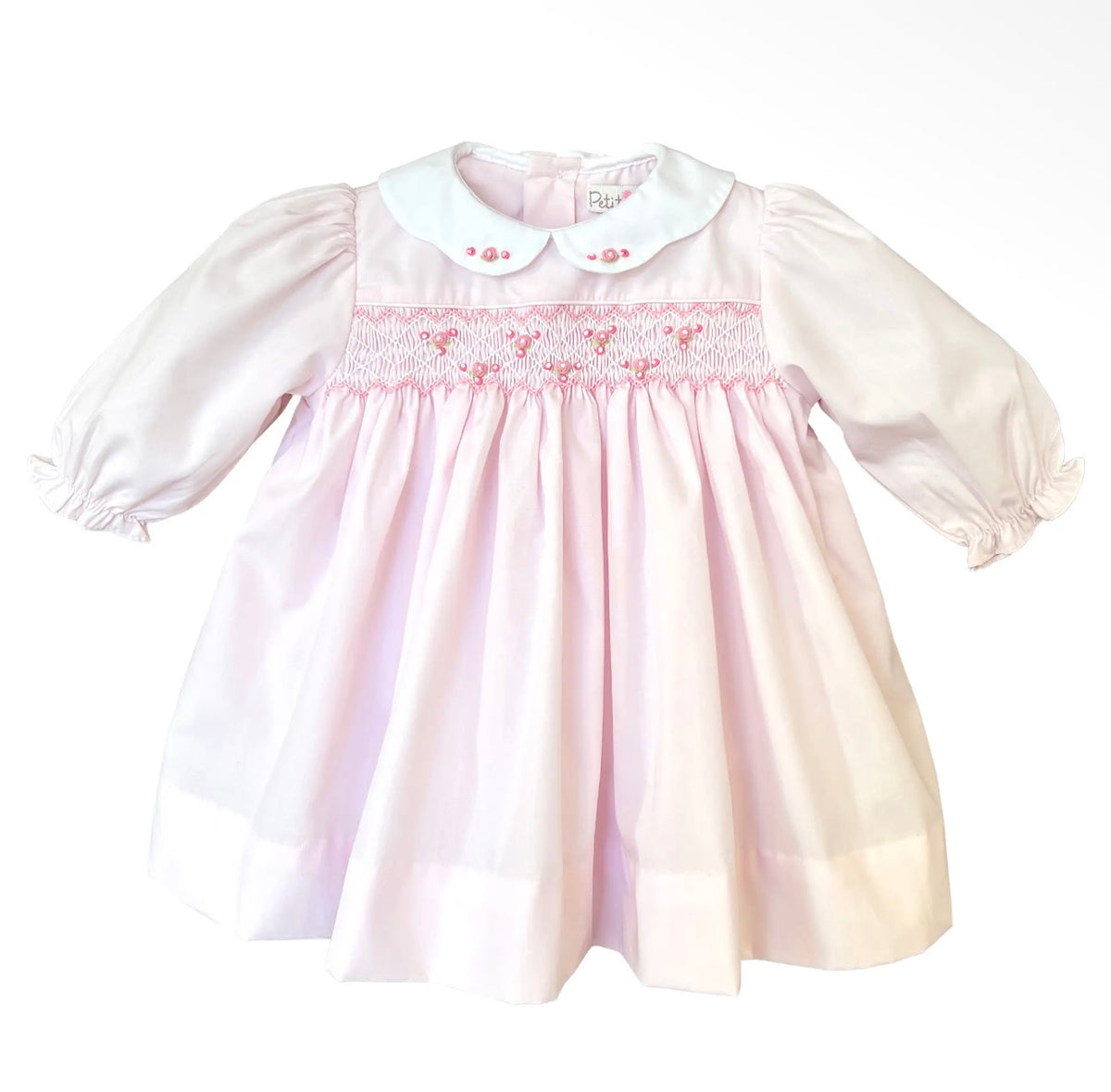 Petit Ami Pink Smocked Dress with Roses
