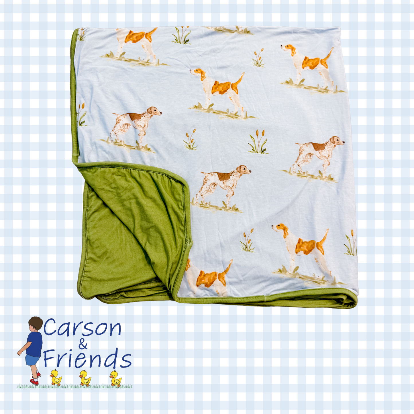 Hunting Dogs Double Layer Bamboo Blanket