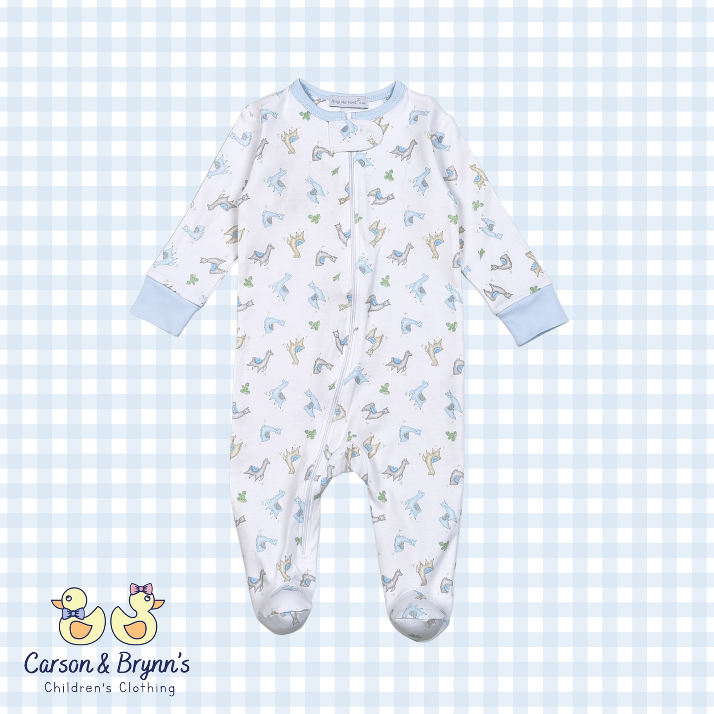 Hug Me First Llama Footie Blue