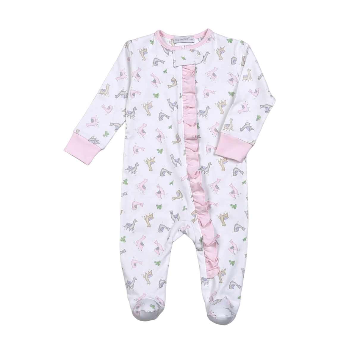 Hug Me First Llama Footie Pink