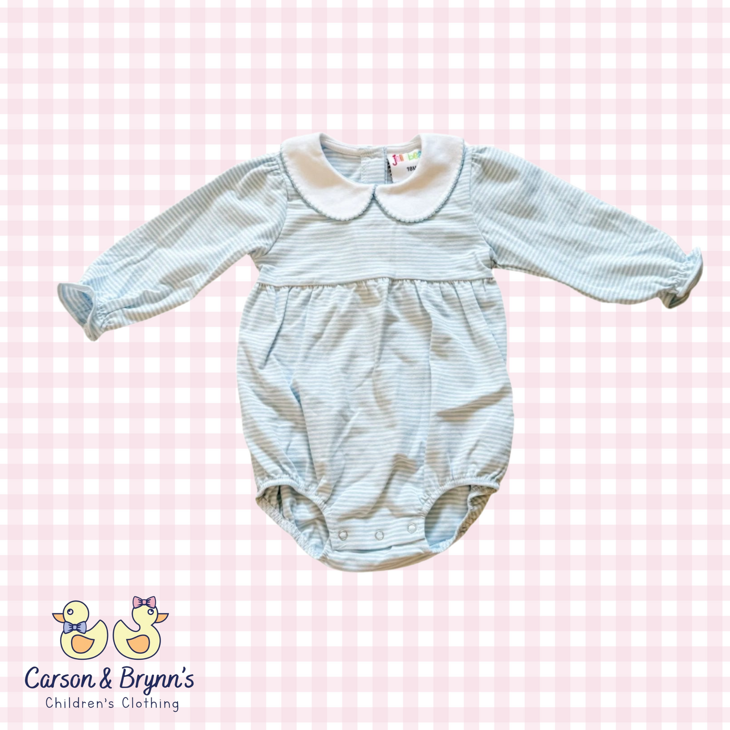 Charlotte Long Sleeve Bubble- Light Blue Stripe