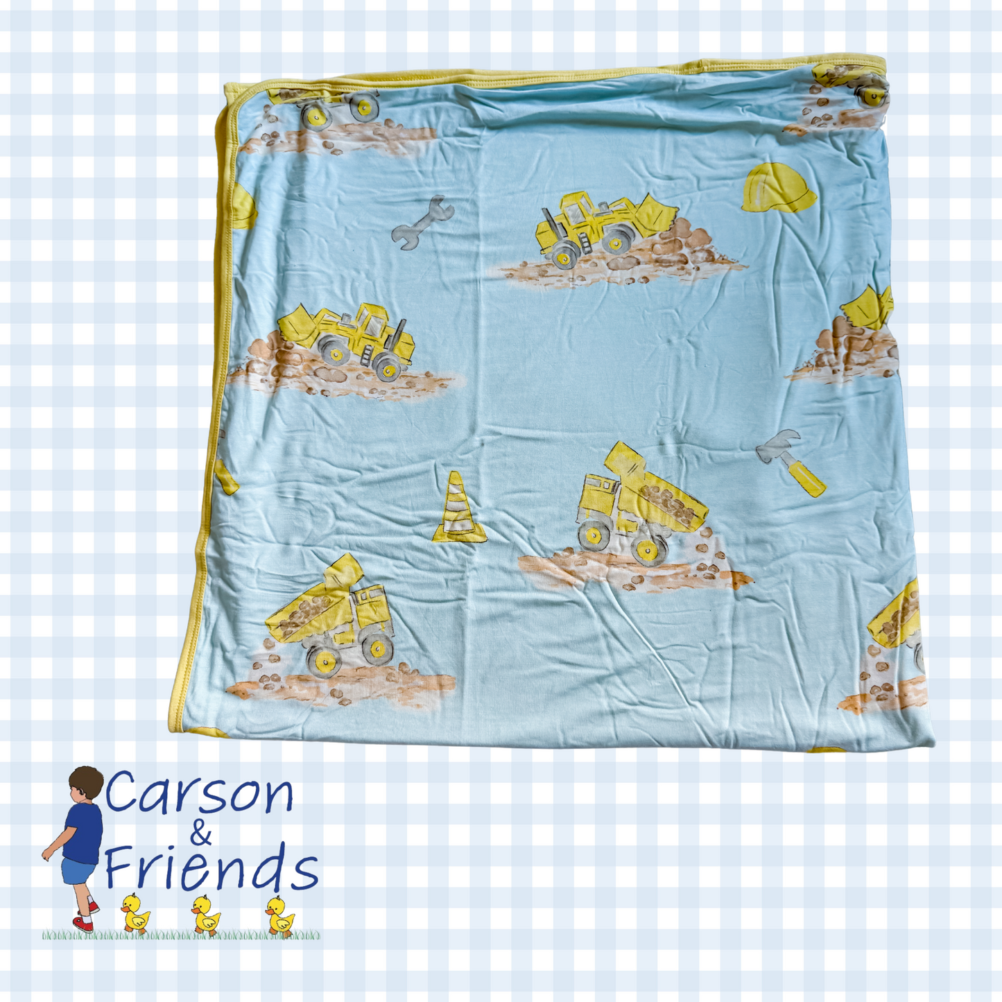 Construction Trucks Double Layer Bamboo Viscose Blanket