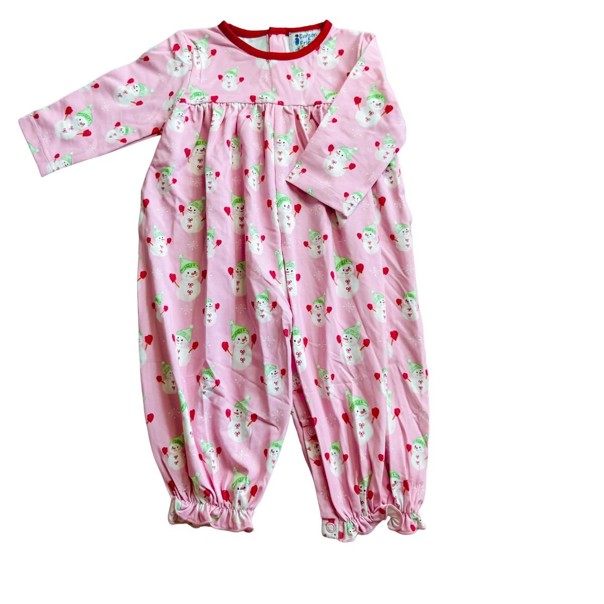 Carson and Friends Snowmen Romper- Pink