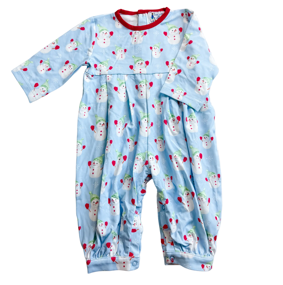 Carson and Friends Snowmen Romper- Blue