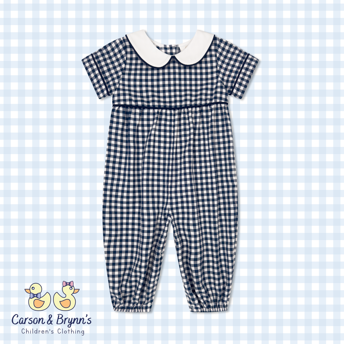 Lullaby Set Rover Romper- Blue Ridge Check