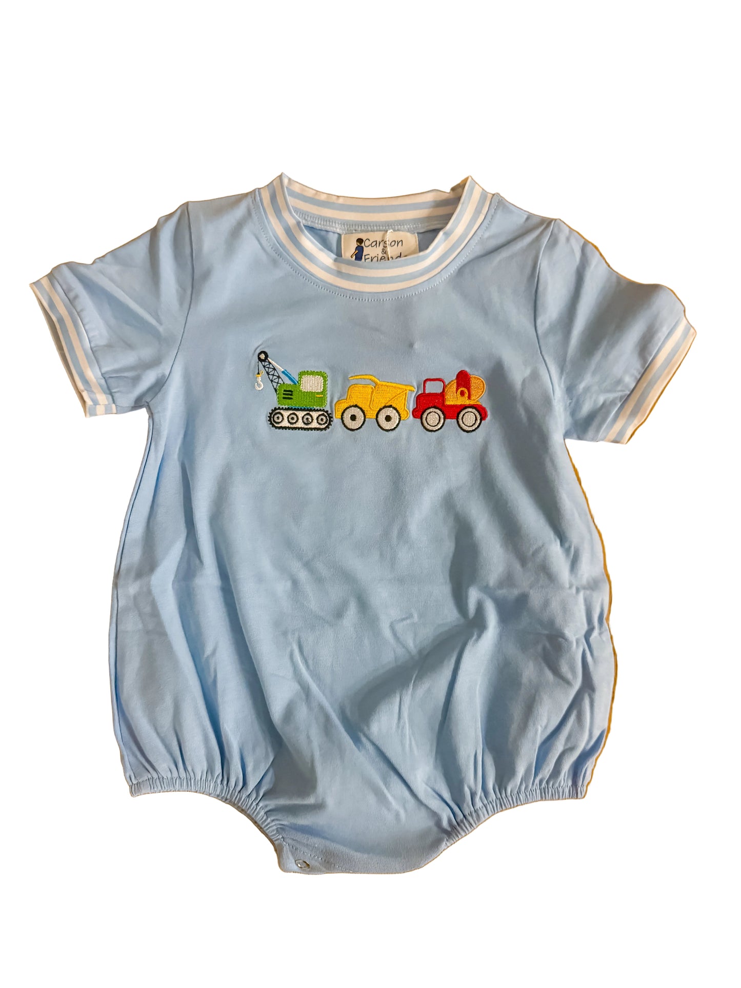 Carson and Friends Construction Trucks Embroidered Bubble