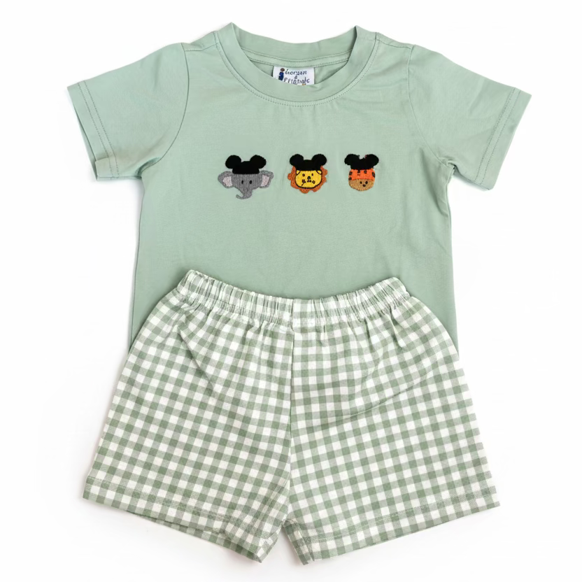 Carson and Friends Safari Hand Embroidered Short Set