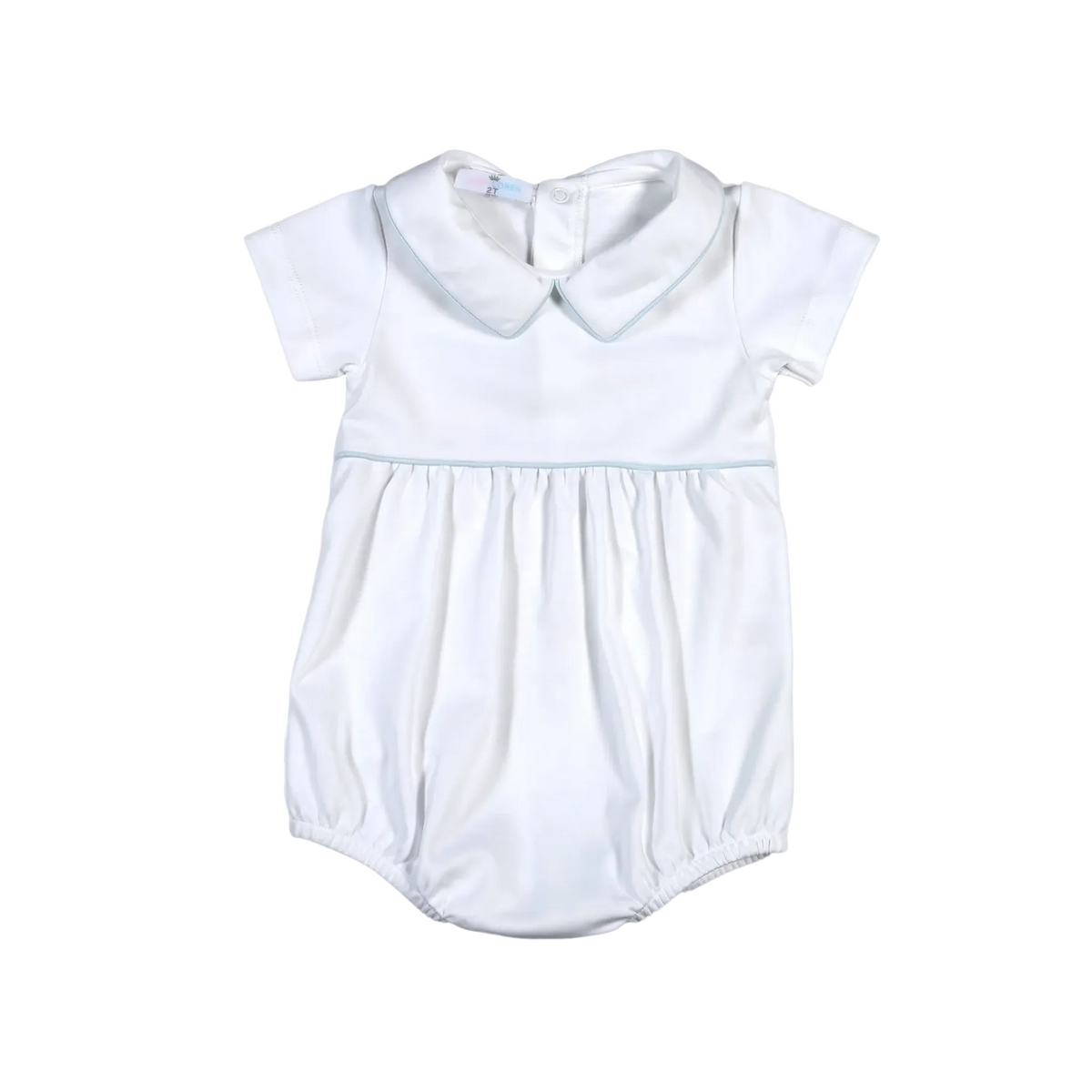 Baby Loren White Bubble with Blue Trim