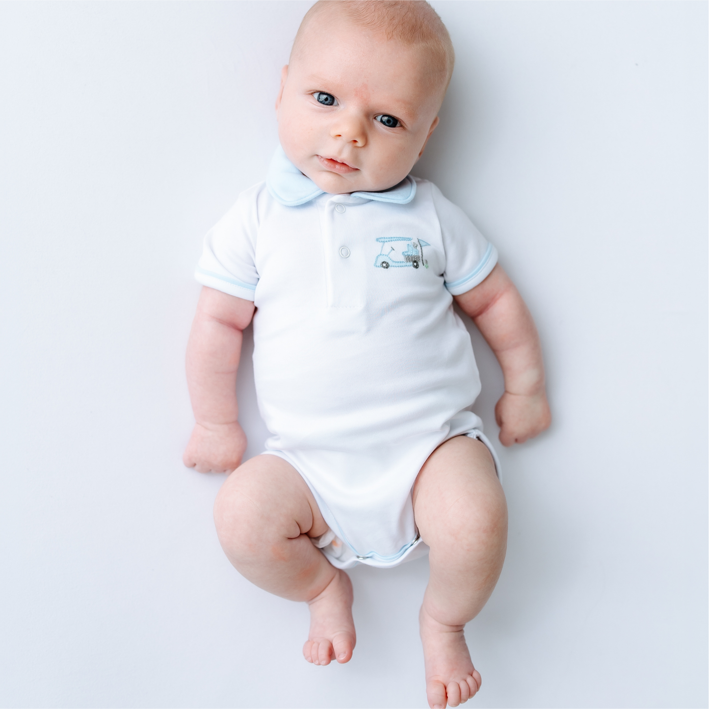 Magnolia Baby - Little Golfer Collared Bodysuit - Light Blue