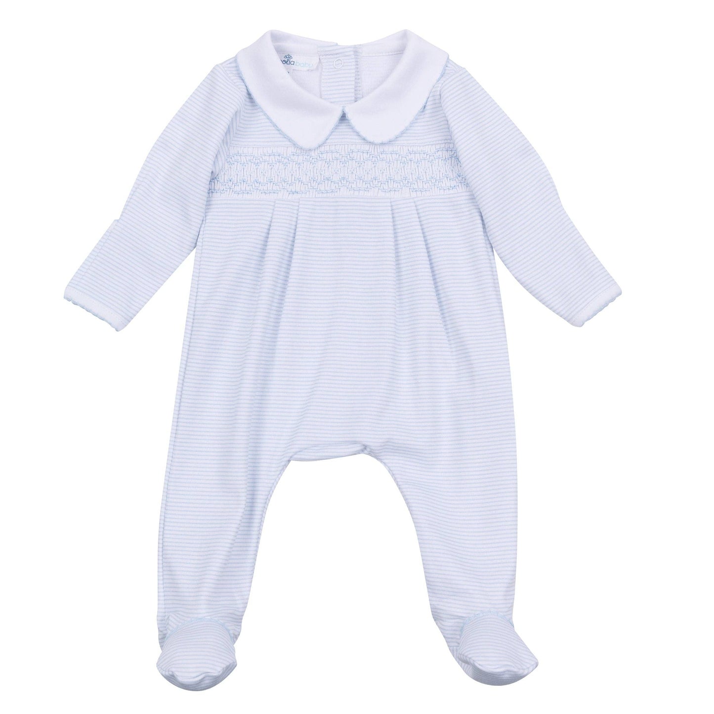 Magnolia Baby - Mini Stripes Smocked Footie - Light Blue