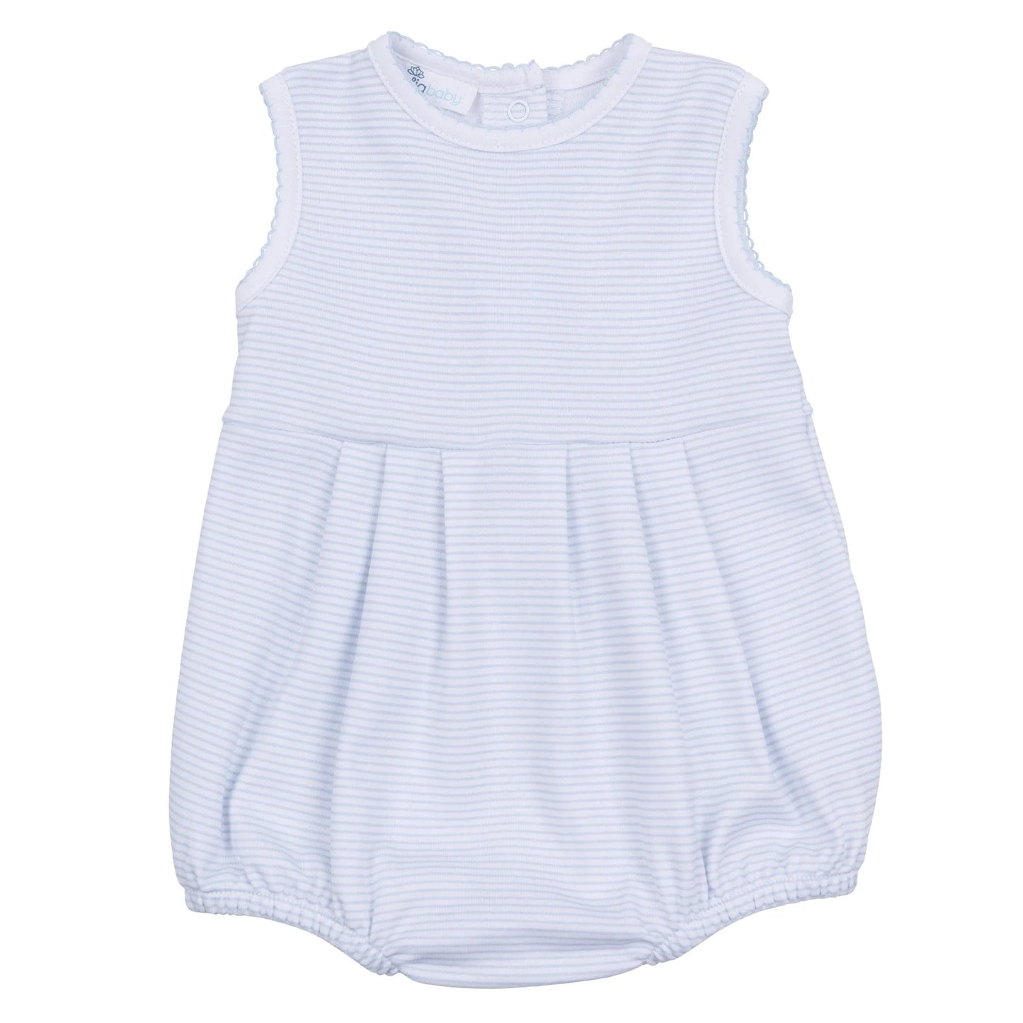 Mini Stripes Ruffle Sleeveless Bubble -Blue