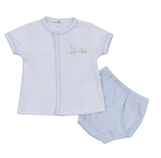 Magnolia Baby Vintage Duckie Pulltoy Diaper Cover Set- Blue