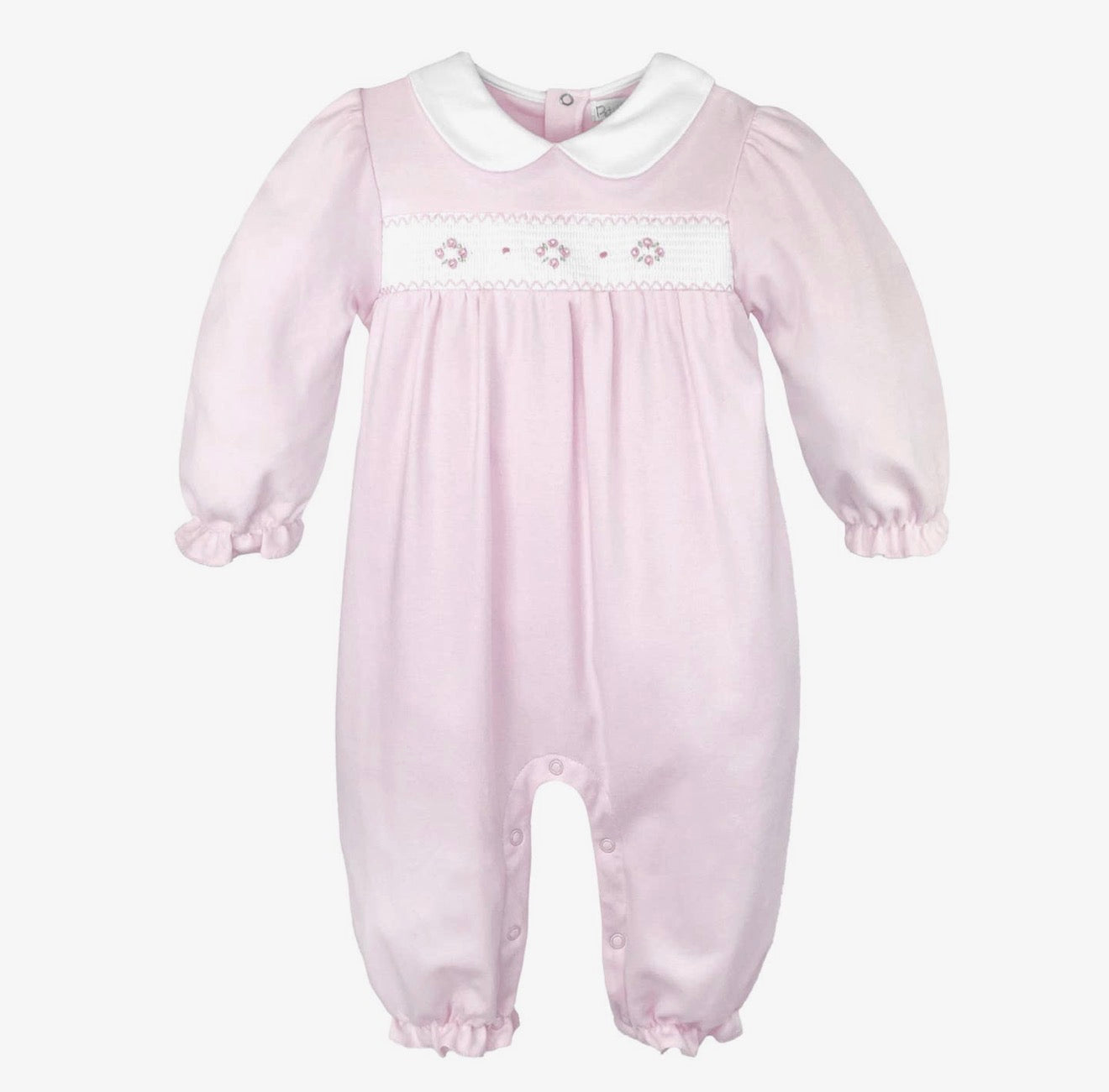 Petit Ami Pink Smocked Flower Longall